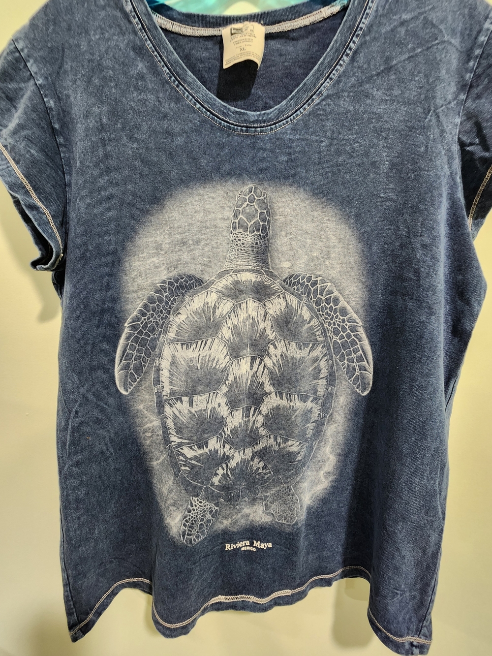 Riviera Navy Blue Sea Turtle Graphic Tee